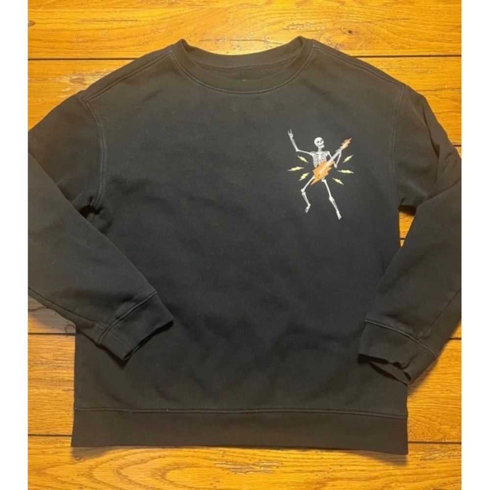Skeleton Rock Star Guitar Drums Sweatshirt Size L 10/12